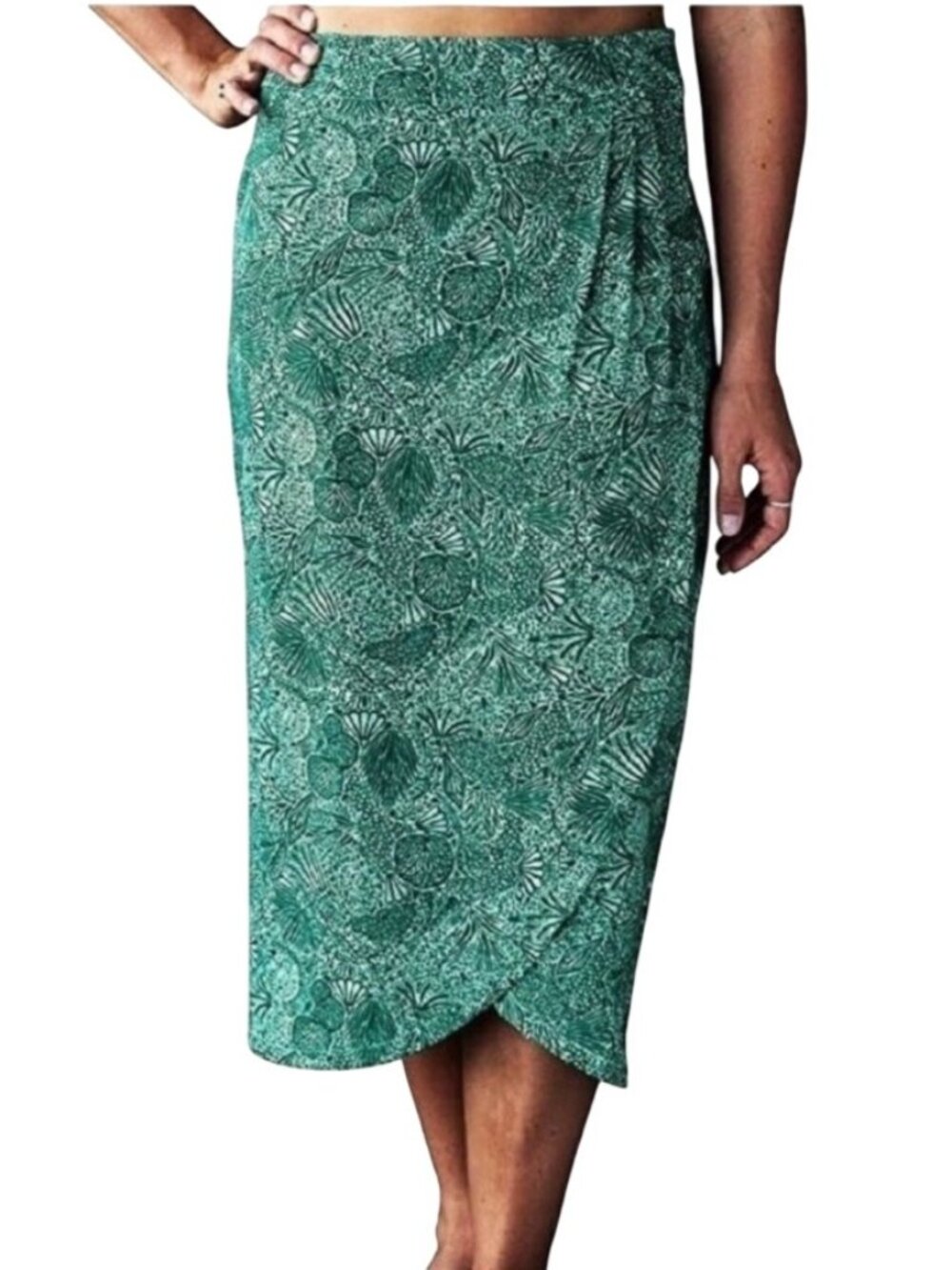 Rip Skirt Hawaii Wrap Midi Skirt Wailea Green Adjustable Lightweight Beachwear